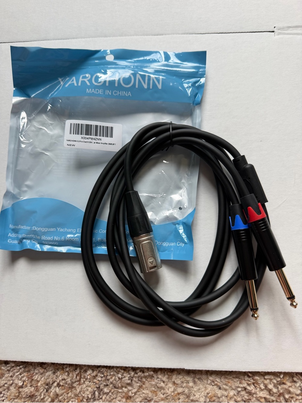 XLR Male to Dual 1/4” 6.35mm TS Y Splitter Audio Cable 6.6FT NEW